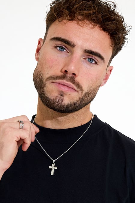 Herren-Kreuz-Halskette – Silber
