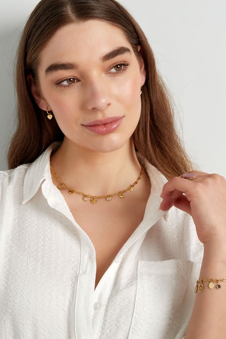Charm-Halskette im täglichen Stil – Goldfarbe - Goldfarbefarbe