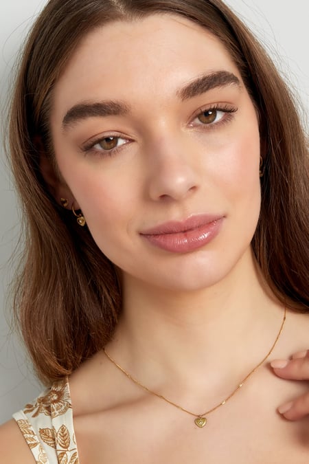 Classic heart necklace with diamond - Silver Color color