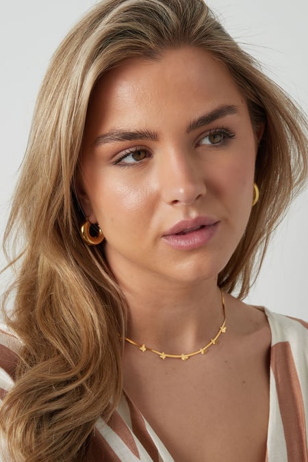 Flache Gliederkette mit Schmetterlingen – Goldfarbe - Goldfarbefarbe