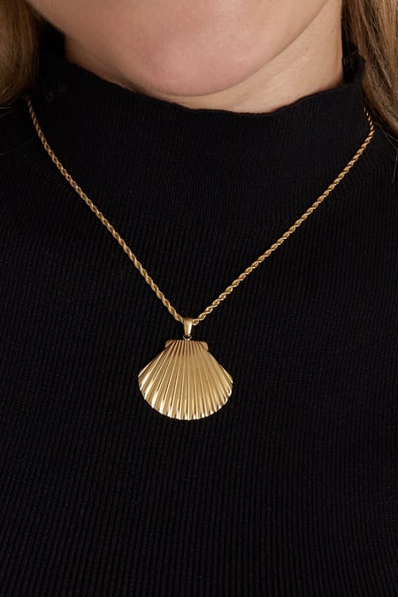 Statement-Halskette mit Muscheln – Goldfarbe - Goldfarbefarbe