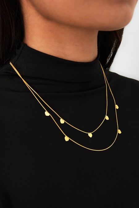 Doppelte Herzkette - Goldfarben