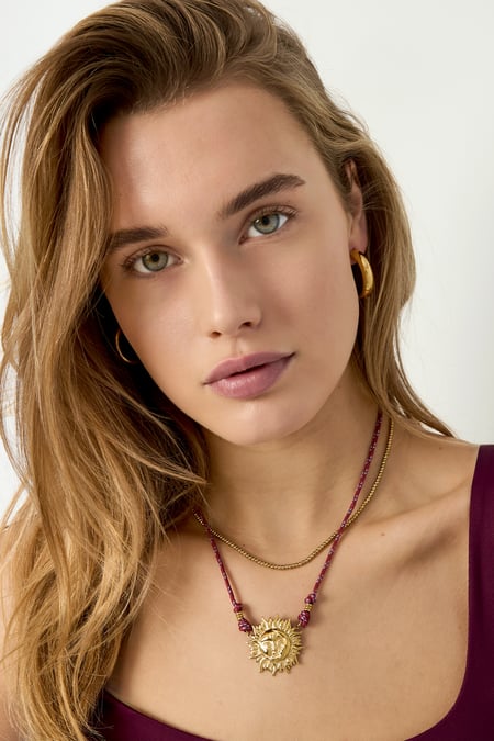 Edelstahl Anhänger Halsketten Sonne Casual Daily Simple Serie Damenschmuck