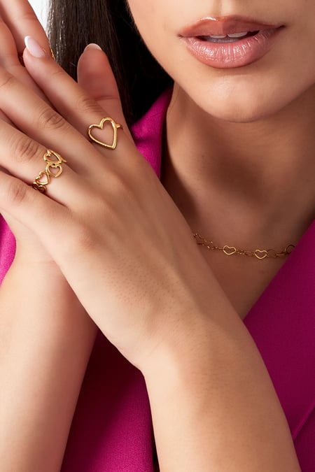 Ring hearts - Silver Color color