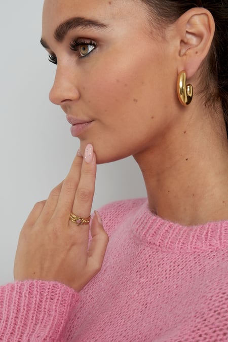 Ring steen met versiersel - Goud kleur/groen