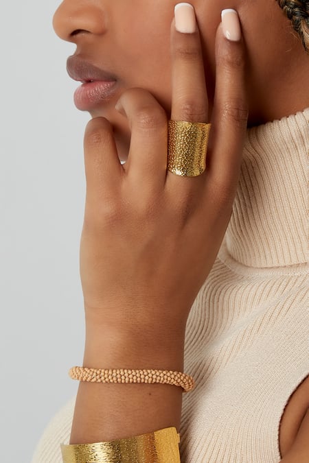 Vintage statement elongated ring - Silver Color color