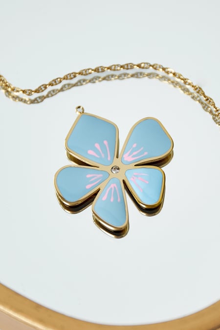 Charm Hawaiian flower - blue pink