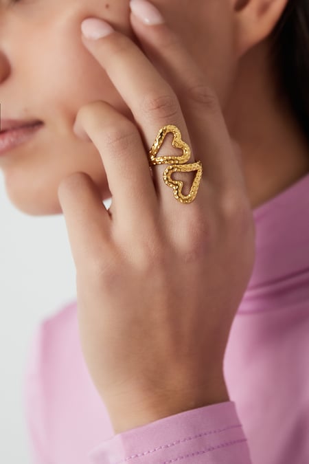 Doppelter Herzring - Goldfarben