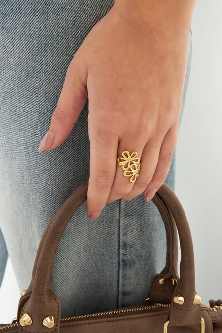 Bagues en acier inoxydable pour femme, style décontracté et simple, série Fleur