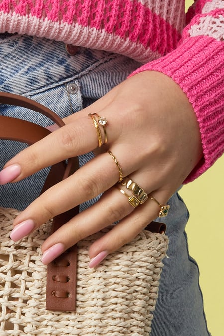 Stainless Steel Gemstone Rings Flower Simple Daily Simple Series Women's jewelry