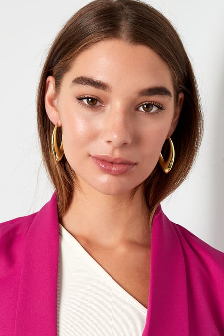 Grandes boucles d'oreilles pendantes dorées - doré