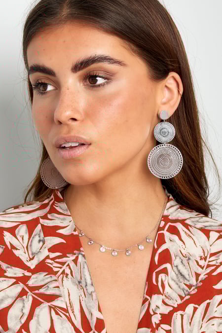 Earrings round statement items - Gold Color Stainless Steel