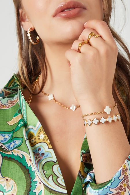 Bracelet clovers - Gold color/white Stainless Steel