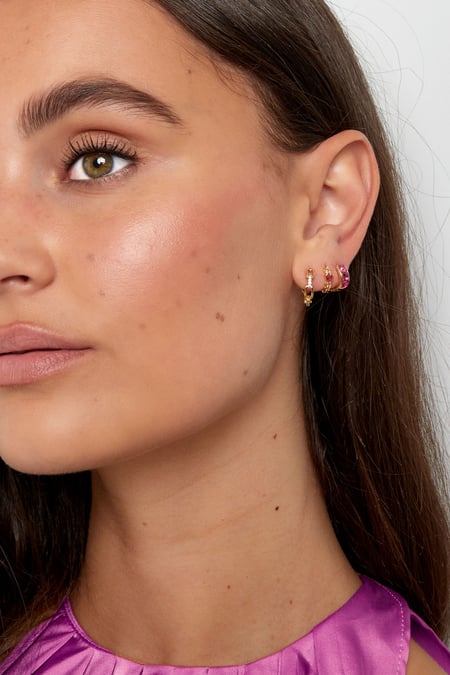 Earrings links with zircon - silver color Copper