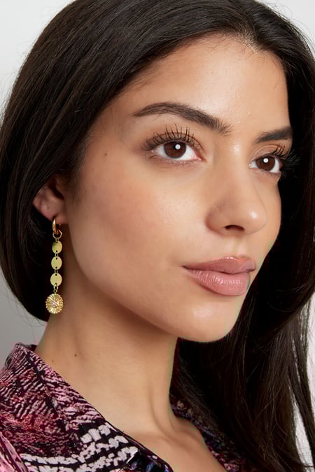 earrings round necklace with flower