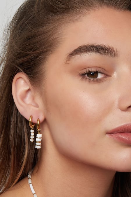 Earrings pearl tube - Gold Color Stainless Steel