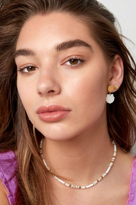 Earrings shell with circle - Gold Color Stainless Steel