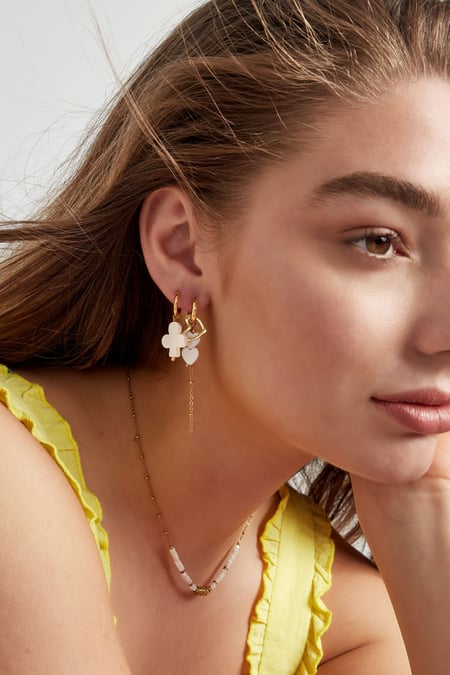 Earrings seashell clover - Gold Color Stainless Steel