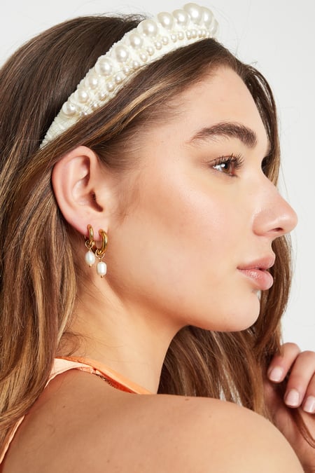 stainless steel earrings pearls simple small size