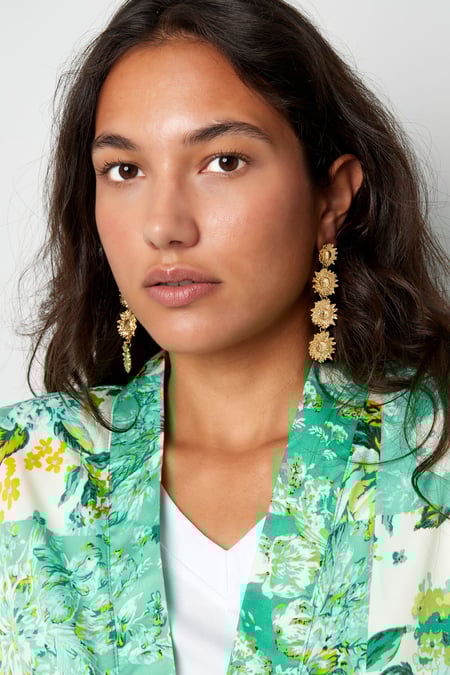 Earrings 4 times flower - Silver Color color