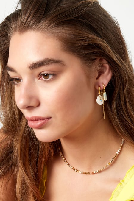 Earrings with tube pendant - blue Stainless Steel