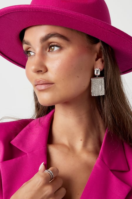 Earrings glitter curtain with stone - Gold Color Glass beads