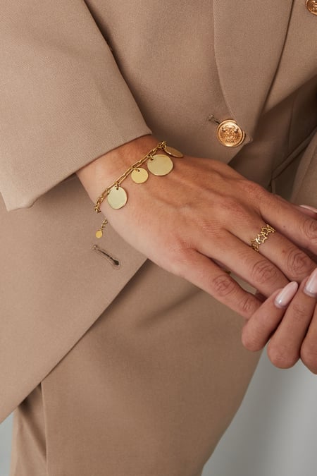 Gliederarmband mit Kreisen – Goldfarbe - Goldfarbefarbe