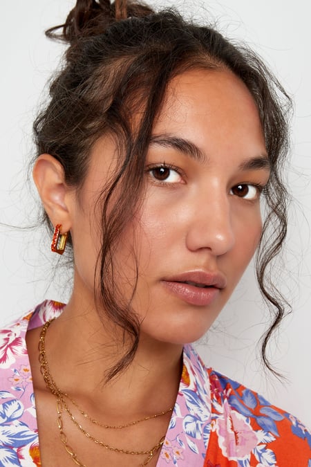 Earrings elongated stones - Gold color/white