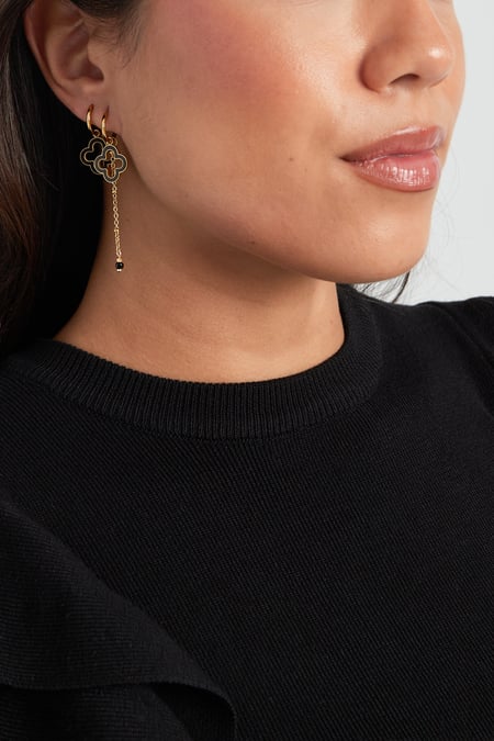 Boucles d'Couleur oreilles trèfle de minuit