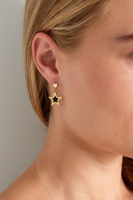 Earrings double star - Gold color/blue
