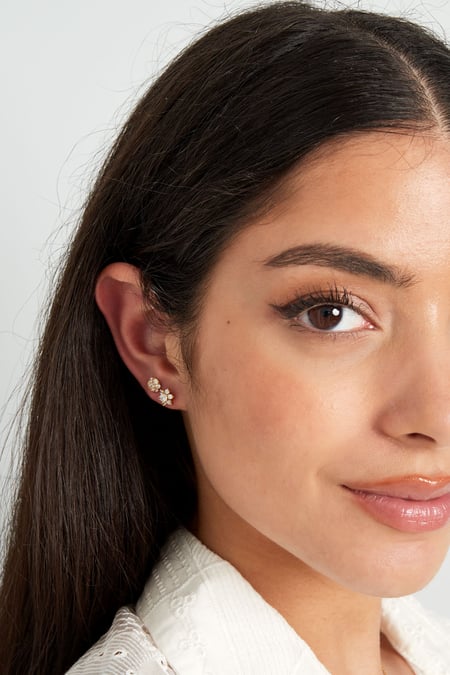 stud earrings flower stones - 925 