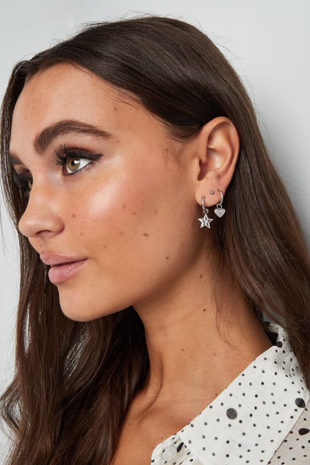 earrings heart with print