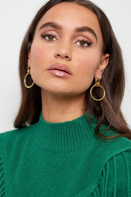 Earrings connected circles plain - Silver Color color