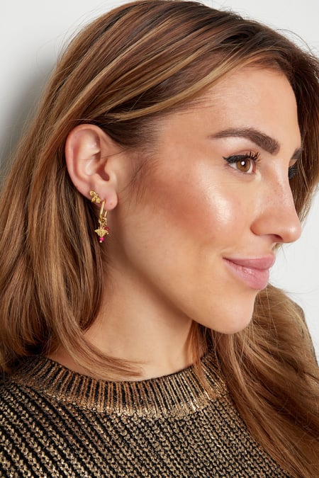 Earrings with decoration - red/Gold color