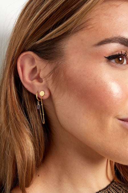 Oorbel met stud groene kraaltjes - Goud kleur/groen