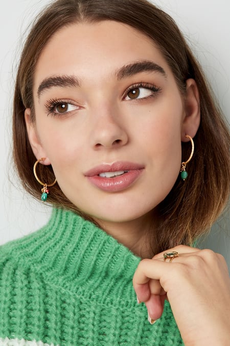 Earrings beads party - Gold color/green