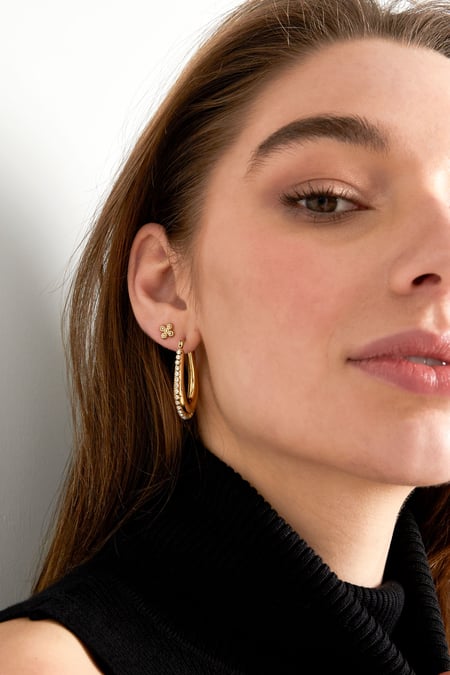 Boucles d'oreilles forme goutte avec pierres - doré