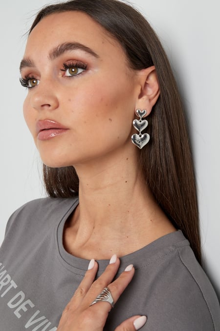 alloy three heart drop earrings