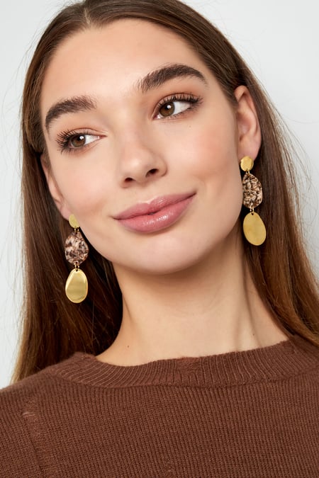 Earrings aesthetic coins - Gold color/green