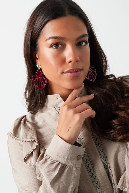 Boucles d'oreilles trèfle et coquillage avec imprimé