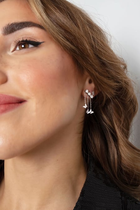 Boucles d'oreilles papillons & pierres - doré/bleu/vert