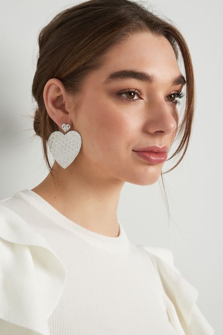 Boucle d'oreille petit coeur avec pendentif grand coeur - doré