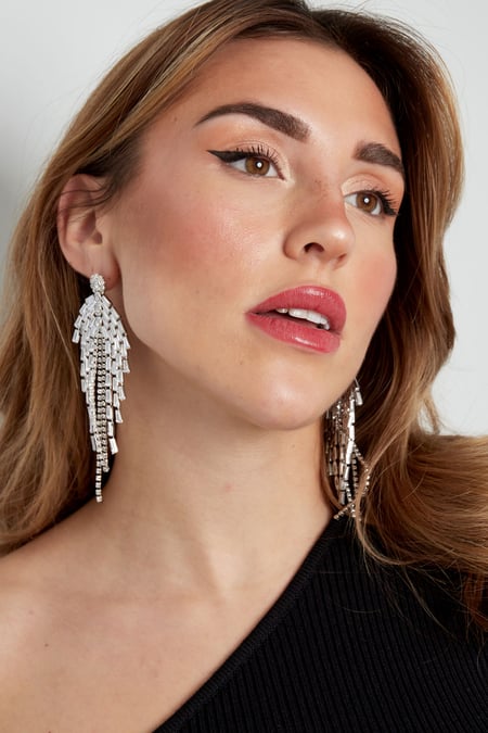 Earrings sparkly eye-catcher silver color - zircon copper