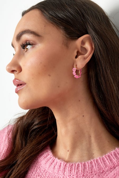 Pendientes circulares con cuentas de vidrio de acero inoxidable