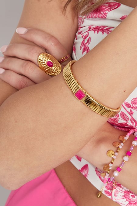 bohemian bracelet pink stone