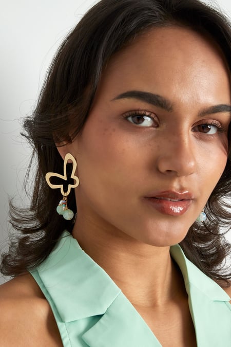 Pendientes de fiesta de mariposa con dijes
