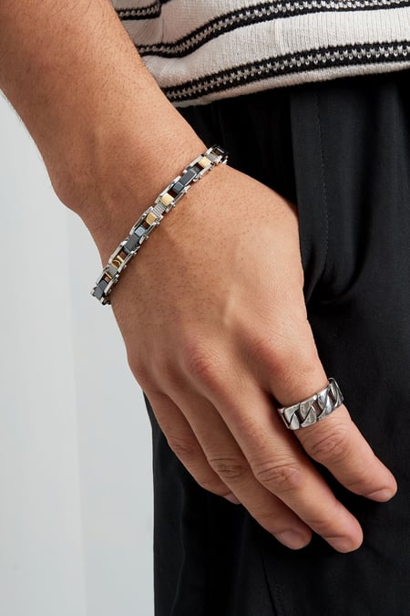 Men's bracelet summit band - silver color gold