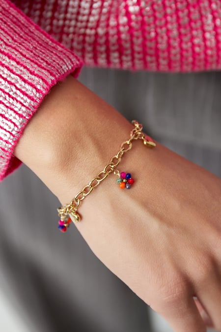 Bracelet à breloques avec breloques colorées - doré