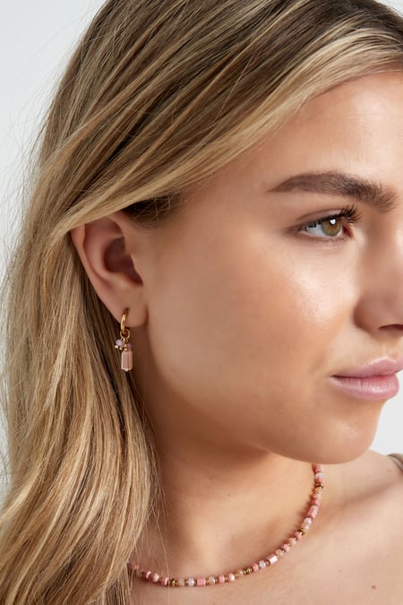 Earrings with colorful charms - orange/pink