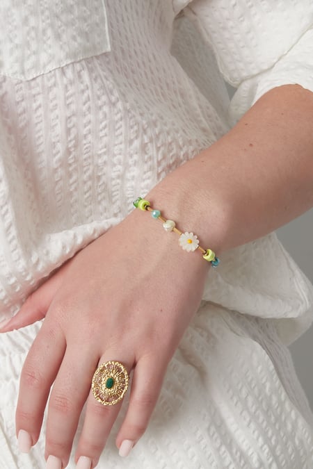 Farbenfrohes Armband Grüne Oase - Grüngold